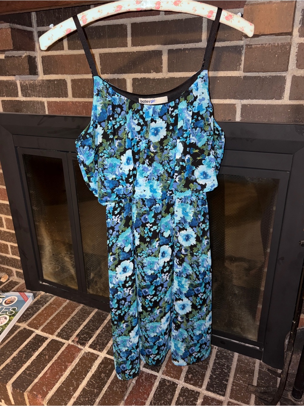 Bailey Girl Blue Floral Mini Dress with Spaghetti Straps